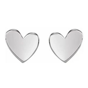 🩶 14k White 6 mm Asymmetrical Heart Earrings
